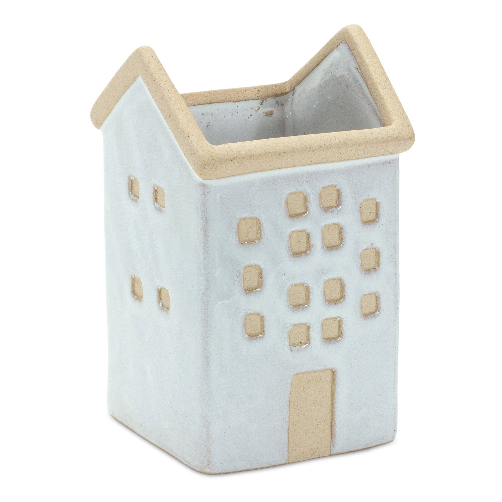 Neutral Porcelain House Planters Set